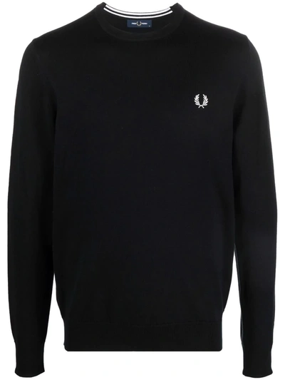 Fred Perry Black Wool And Cotton Sweater