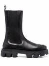 Misbhv Black Leather2 Ridged-sole Boots In Black
