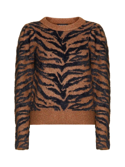 Dkny Textured Tiger Sweater In Luggage/black