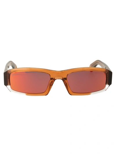 Jacquemus Les Lunettes Altu Rectangular-frame Acetate Sunglasses In Brown