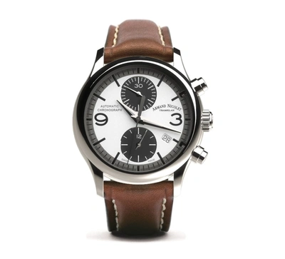 Armand Nicolet Mha Chronograph Automatic Silver Dial Mens Watch A844haa-ag-p140mr2 In Black / Brown / Silver
