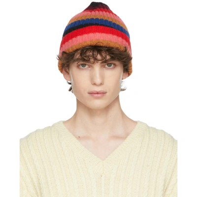 Molly Goddard Wool Jacob Stripe Beanie In Blue Mix