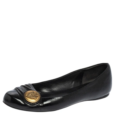 Pre-owned Gucci Black Patent Leather Hysteria Ballet Flats Size 36