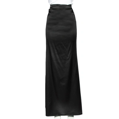 Pre-owned Roberto Cavalli Black Silk Maxi Skirt L