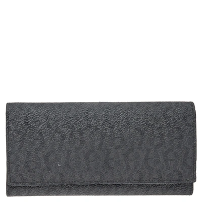 Pre-owned Aigner Grey Monogram Leather Wallet
