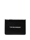 OFF-WHITE QUOTE-PRINT CLUTCH BAG,16864873