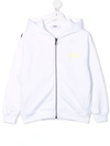Msgm Logo-print Zip-up Hoodie In White