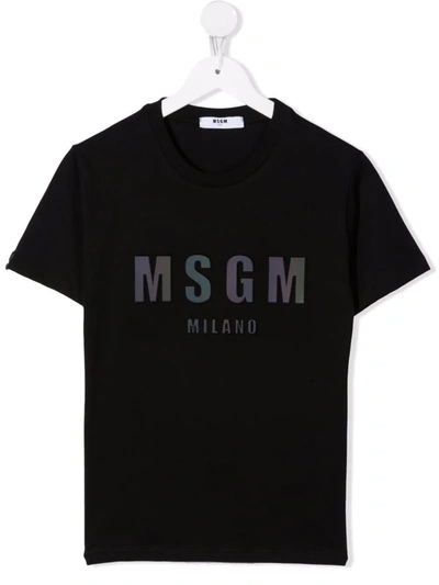 Msgm Kids' Logo-print T-shirt In Black
