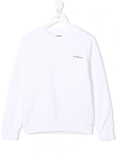 Balenciaga Kids' Logo Print Sweatshirt In White