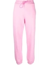 Msgm Pink Logo-print Cotton Joggers In Pink