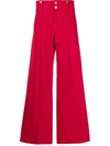 ISABEL MARANT RED HIGH-WAISTED FLARED TROUSERS