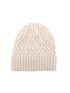 LARDINI DIAMOND PATTERN BEANIE IN BEIGE