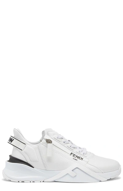 Fendi Flow Low-top Leather Sneakers In White