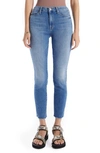 Mother The Looker High Waist Frayed Ankle Skinny Jeans In Hey Sun