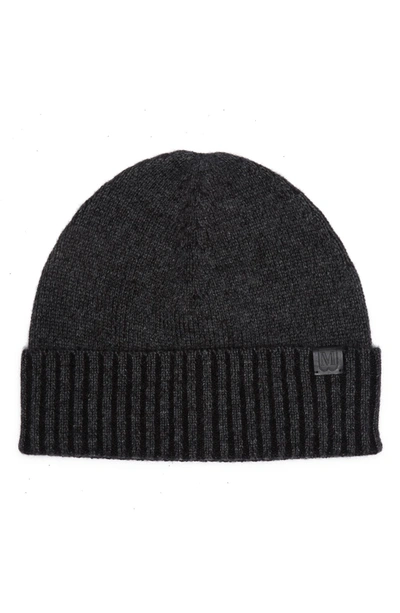Amicale Marled Ribbed Cuff Cashmere Beanie In 002blkch