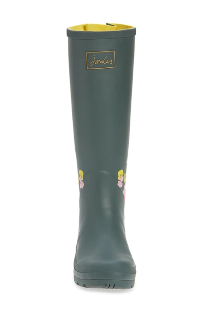 Joules 'welly' Print Rain Boot In Green Floral