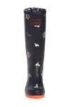 Joules 'welly' Print Rain Boot In Navy Beach Dogs