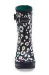 Joules Print Molly Welly Rain Boot In Navy Leopard