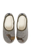 Joules Slippet Faux Fur Lined Slipper In Grey Dachshund