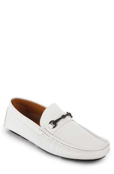 Aston Marc Drive Mens Faux Leather Square Toe Driving Moccasins In White
