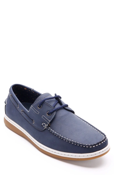 Aston Marc Men's Faux Nubuck Boat Shoes In Navy