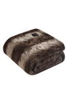 Beautyrest Zuri Heated Faux Fur Throw Blanket In Brown