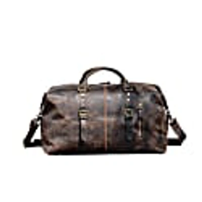Touri Zip Detail Genuine Leather Holdall In Worn Brown