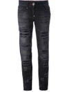 Philipp Plein Distressed Boyfriend Jeans In Black