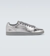 Raf Simons Metallic Low-top Leather Sneakers In Silver