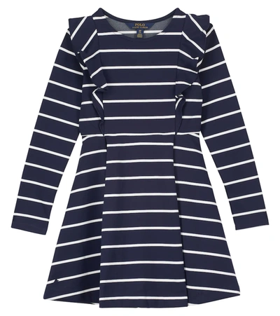Polo Ralph Lauren Kids' Striped Stretch-jersey Dress In Thunder Navy/nevis