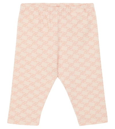 Fendi Baby Ff Karligraphy Cotton Leggings In Pink