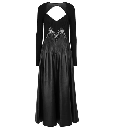 chinese dress ladies Gabriela Hearst black leather and lace long-sleeved maxi dress – Loop  Generation main image 0