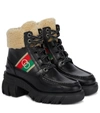 GUCCI LACE-UP LEATHER ANKLE BOOTS,P00613236