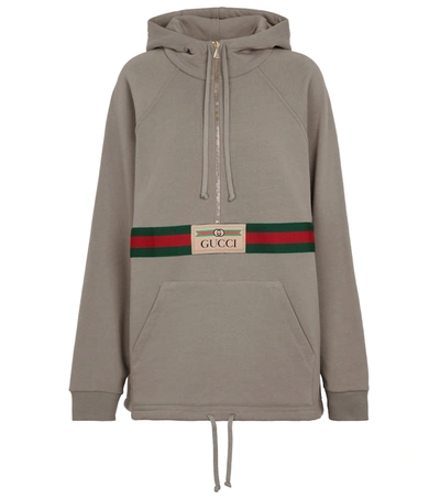 Gucci 饰织带和标签卫衣 In Grey