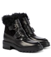AQUAZZURA RYAN SHEARLING-LINED LEATHER ANKLE BOOTS,P00615024