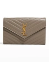 Saint Laurent Monogram Matelassé Leather Wallet On A Chain In 1202 Fog