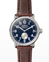 Shinola Men's Runwell Sub Second Stainless Steel & Cattail Leather Strap Watch In Midnight Blue