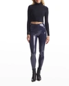 Commando Classic Patent Faux-leather Firming Leggings In Navy