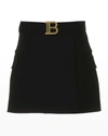 Balmain Black Skirt With Application In 930 Black Gold