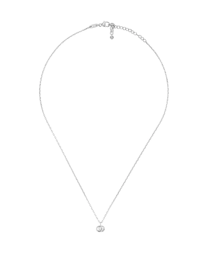Gucci Gg Running Diamond Pendant Necklace In 18k White Gold