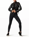 Blanc Noir Quilted Leather & Mesh Moto Jacket In Sharkskin