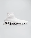 Balenciaga Men's Speed Graffiti Sneakers In Gris/noir
