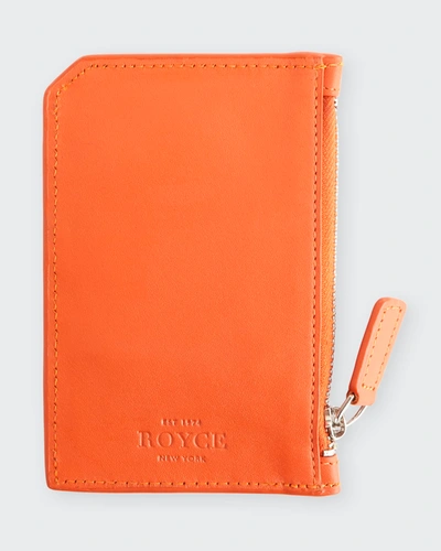Royce New York Zippered Credit Card Case In Orange