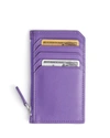 Royce New York Zippered Credit Card Case In Purple