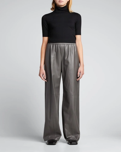 Majestic Soft Touch Elbow-sleeve Turtleneck In 002 Noir