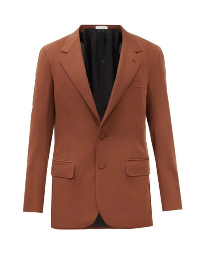 Umit Benan B+ Neapolitan-shoulder Wool-gabardine Suit Jacket In Brown