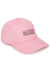 Ganni Embroidered Organic Cotton-twill Baseball Cap In Light Pink