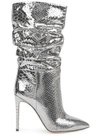 Paris Texas 105 Silver Python-effect Leather Knee-high Boots In Silver