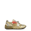 Golden Goose Running Sole Distressed-effect Sneakers In White And Gold