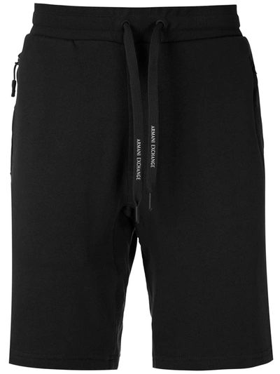 Armani Exchange Straight-leg Track Shorts In 黑色